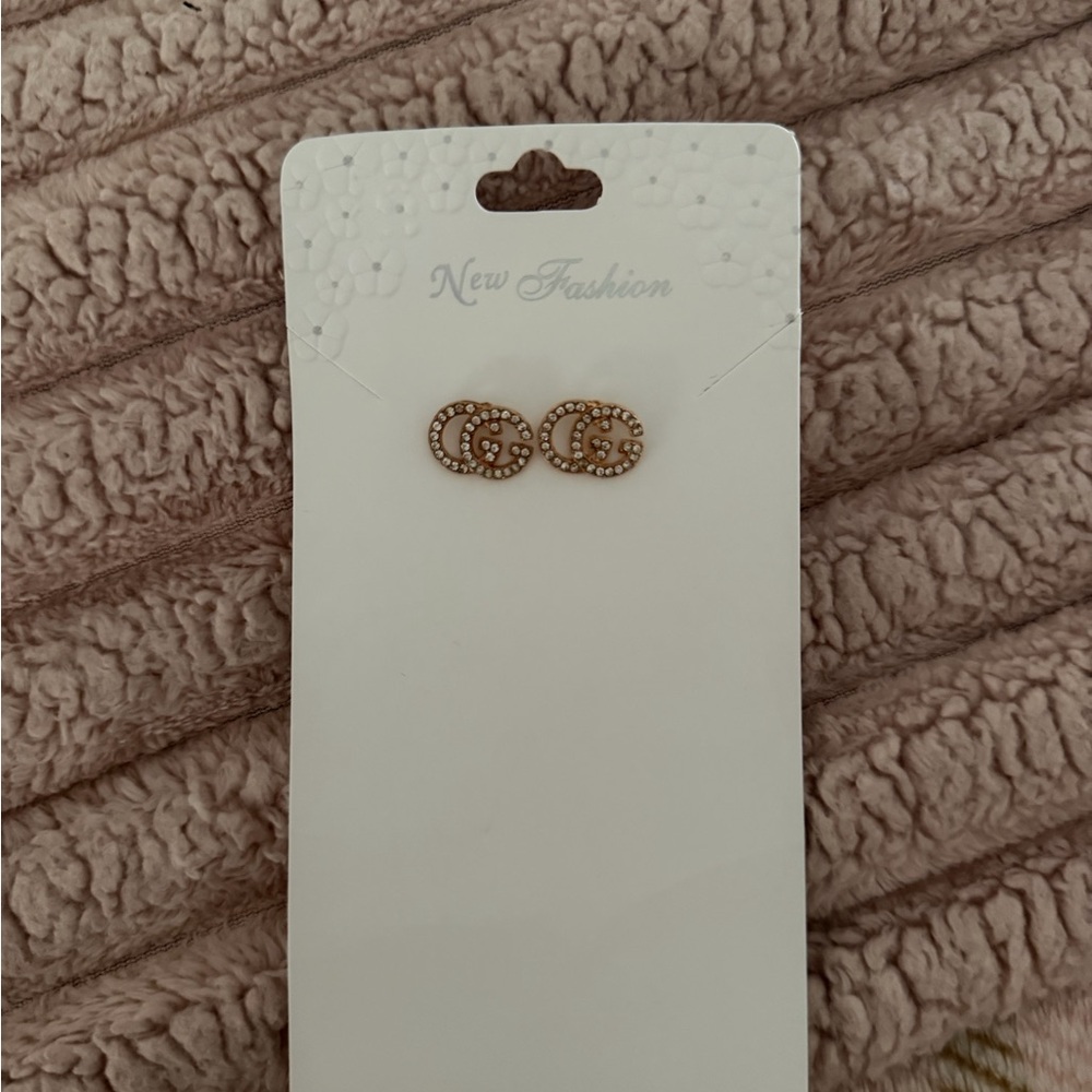Gold Crystal Stud Earrings